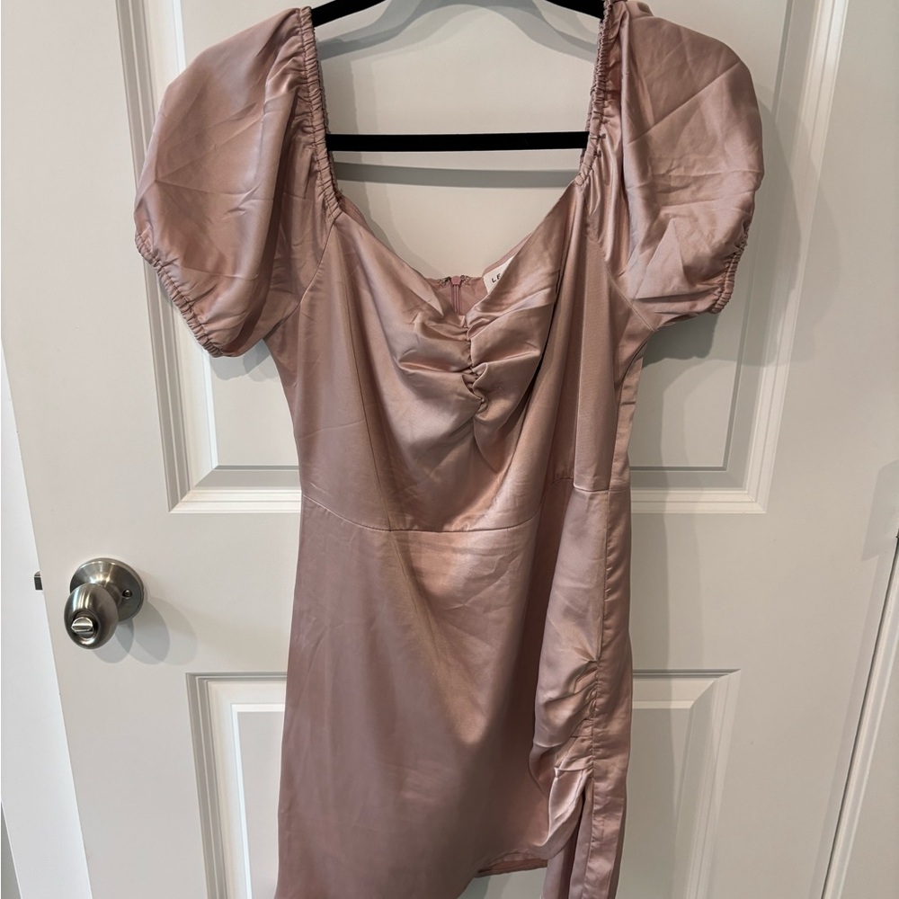 Le Lis Blush Pink Mini Dress with Puff Sleeves